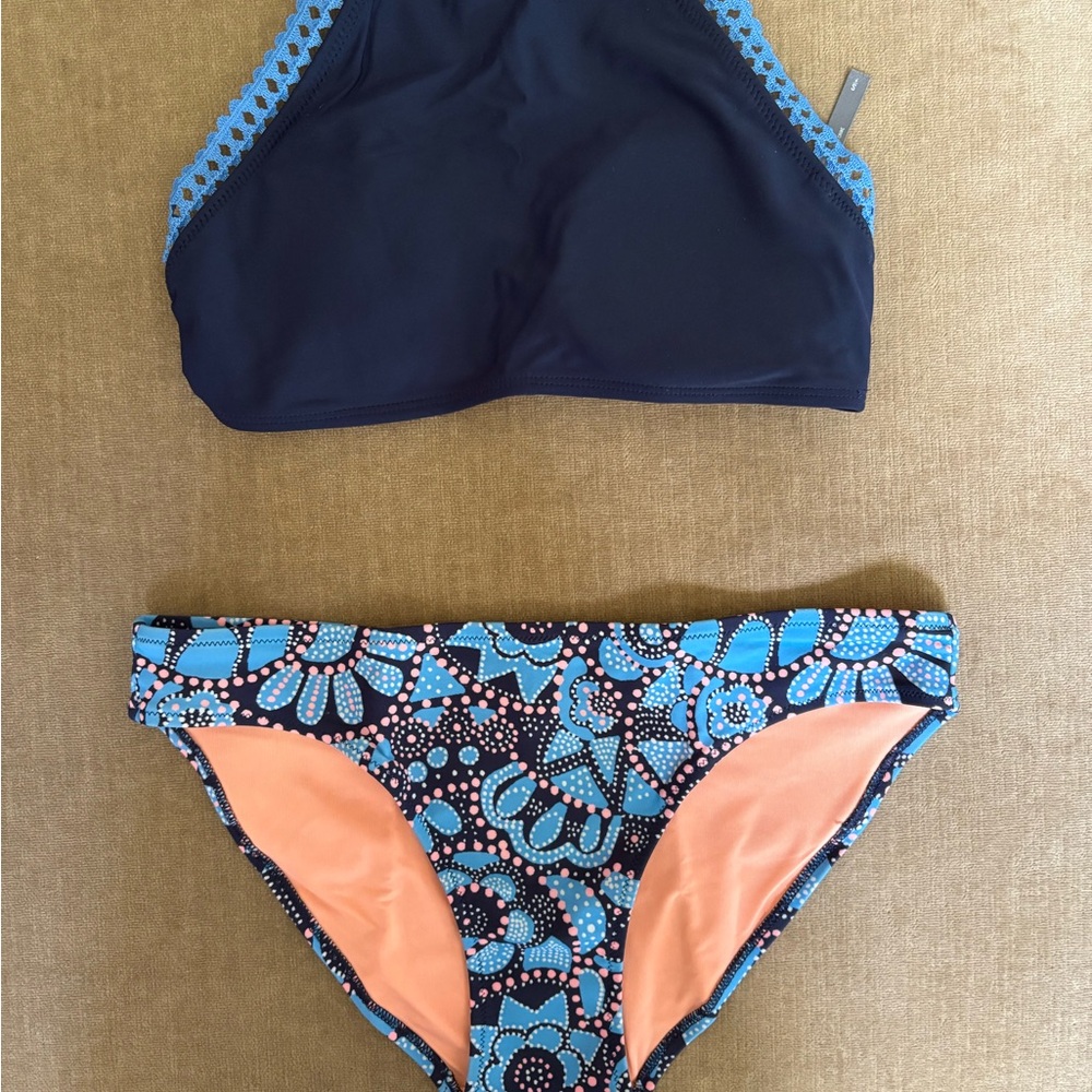 Blue and Orange Bikini Set